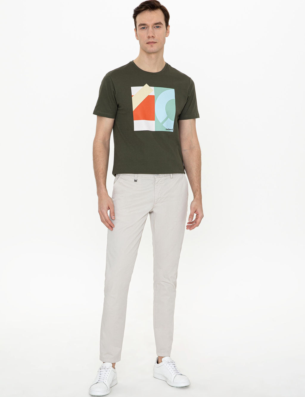Haki Bisiklet Yaka Slim Fit T-Shirt - Cacharel фото 5