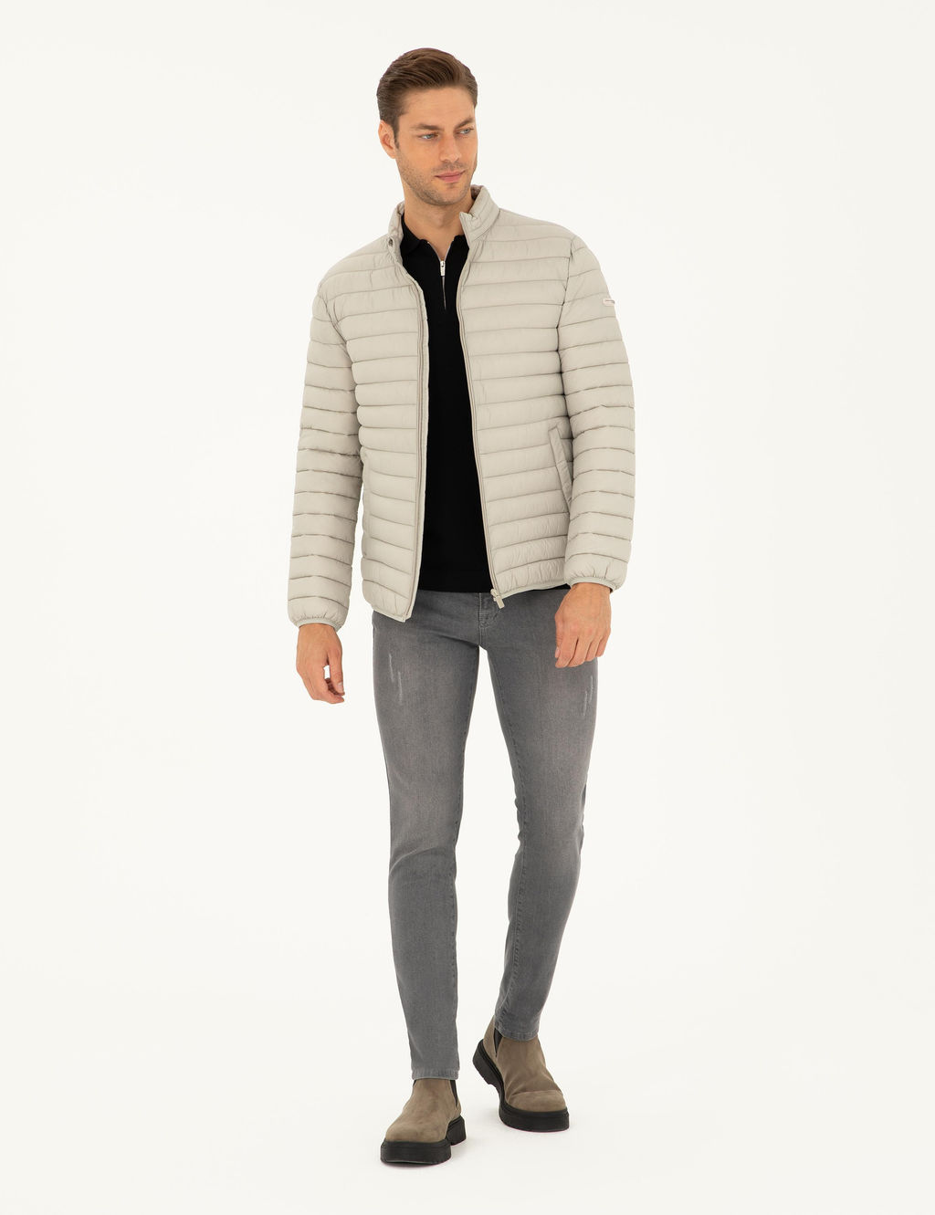 Bej Kapitone Spor Mont - Pierre cardin фото 4