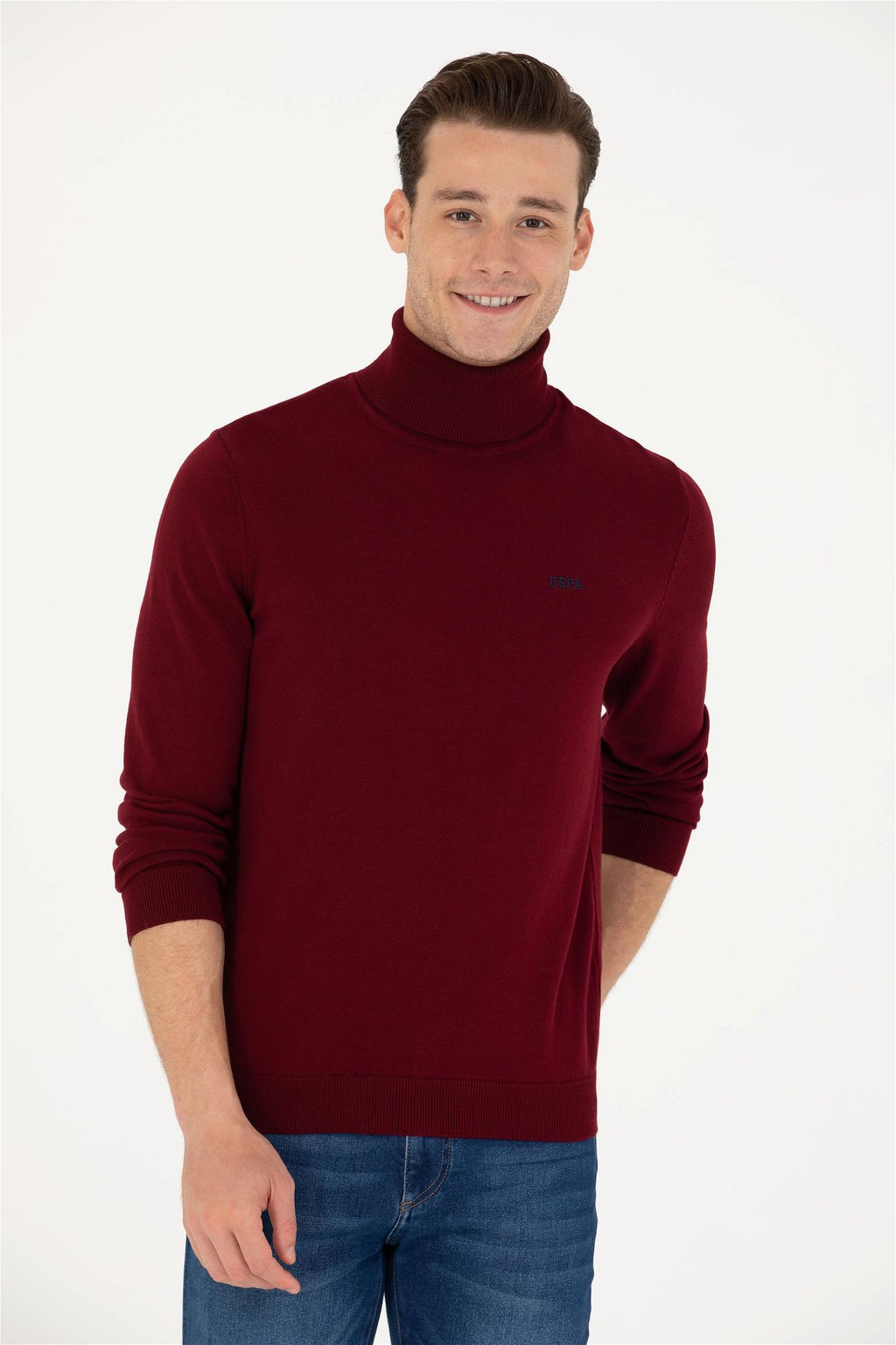 U. S. Polo Assn Мужской бордово-красный базовый свитер - U.s. polo assn фото 8