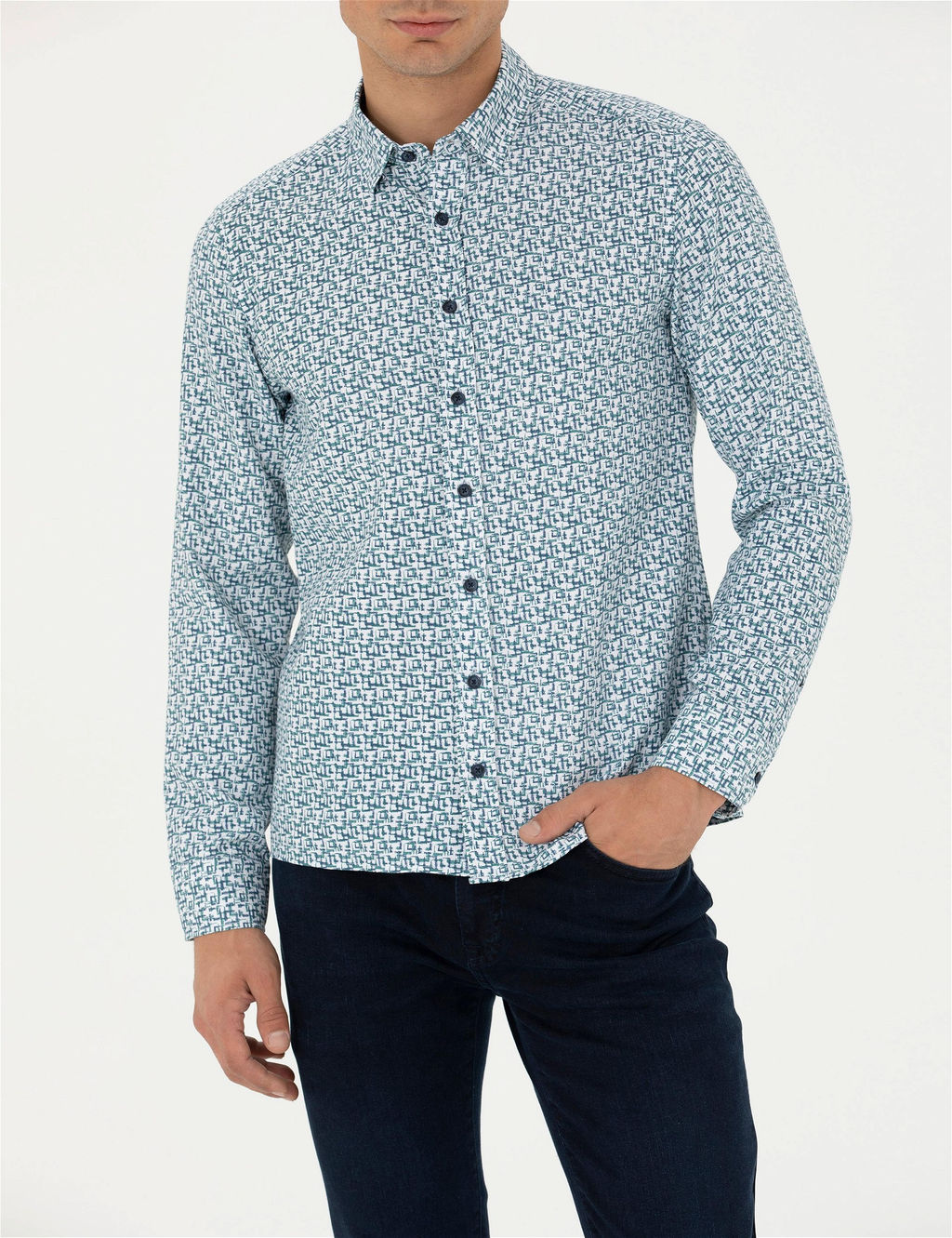A__k Lacivert Slim Fit Uzun Kollu G_mlek - Pierre cardin фото 6