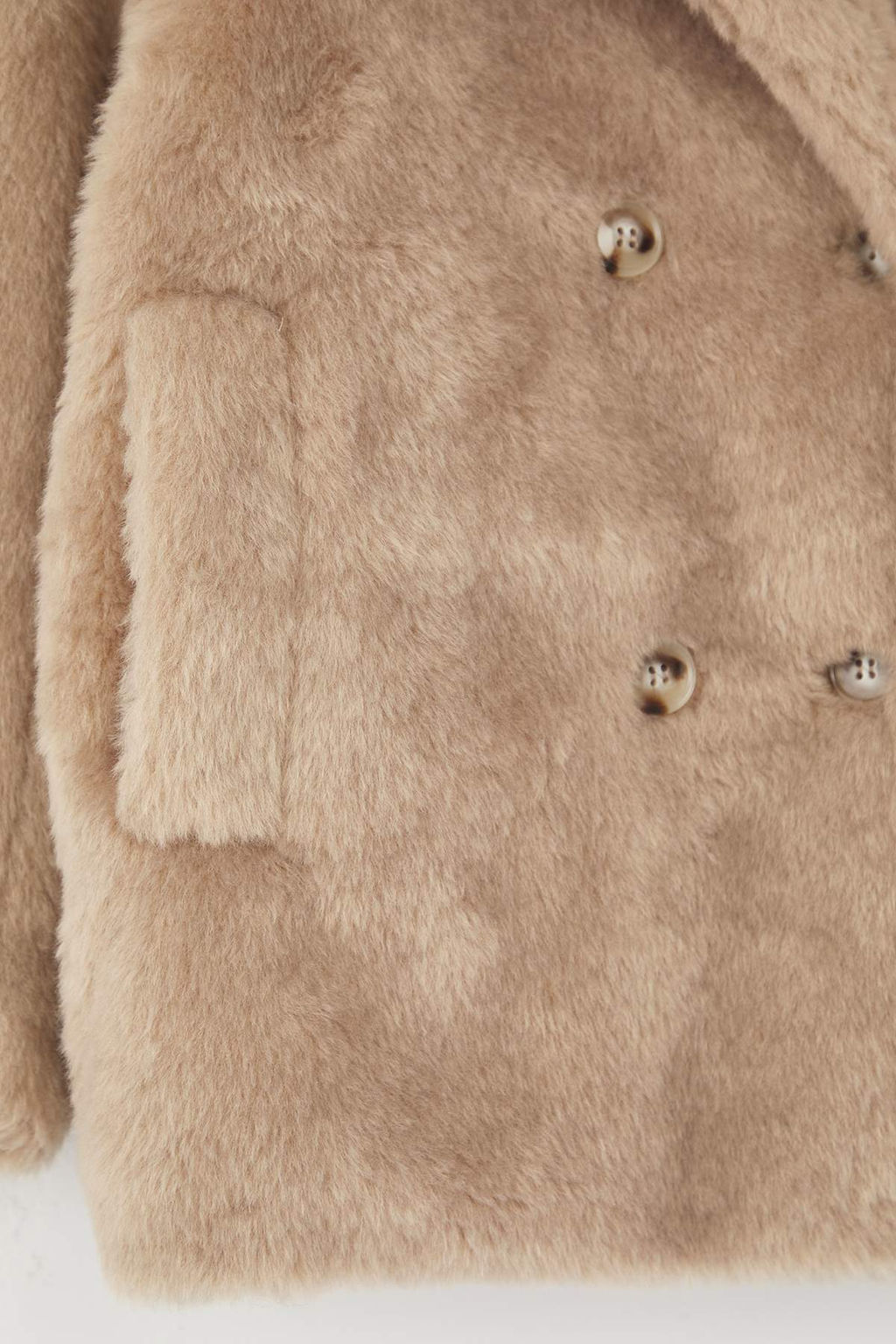 Vizon Kurklu Kruvaze Oversize K?sa Pelus Kaban TWOAW26KB00021 - Trendyolmilla фото 7