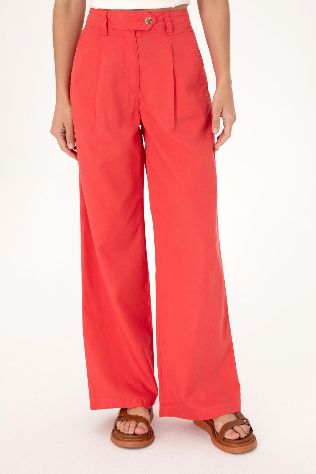 Kad_n K_rm_z_ Loose Fit Kanvas Pantolon