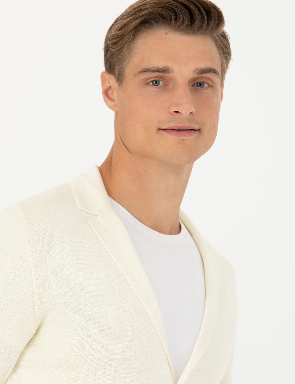 Белый трикотажный кардиган приталенного кроя с v-образным вырезом - Cacharel фото 2