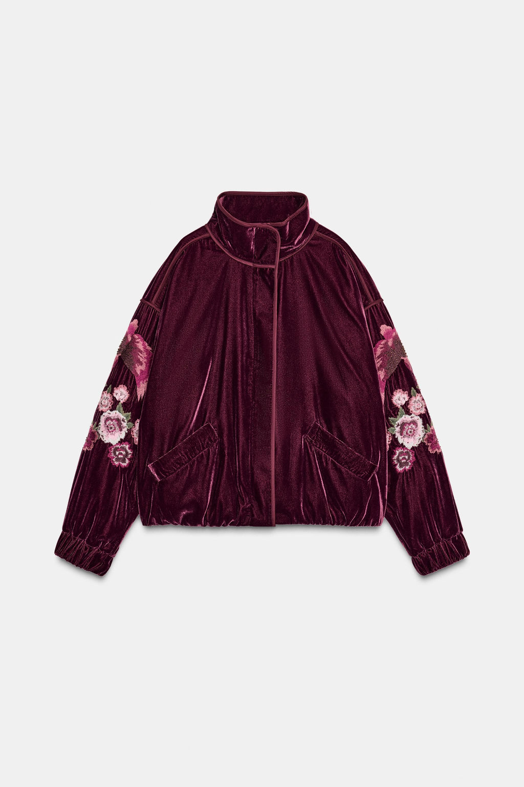 EMBROIDERED VELVET PUFFER JACKET - Zara фото 6