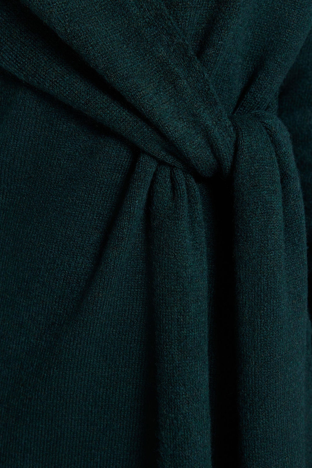 Zumrut Yesili Yumusak Dokulu Midi Triko Kruvaze Yaka Baglamal? Elbise TWOAW21EL0260