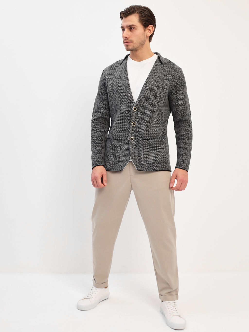 Кардиган мужской GREG G136Z-KF-зигзаг (чёрн./белый)  фото 5