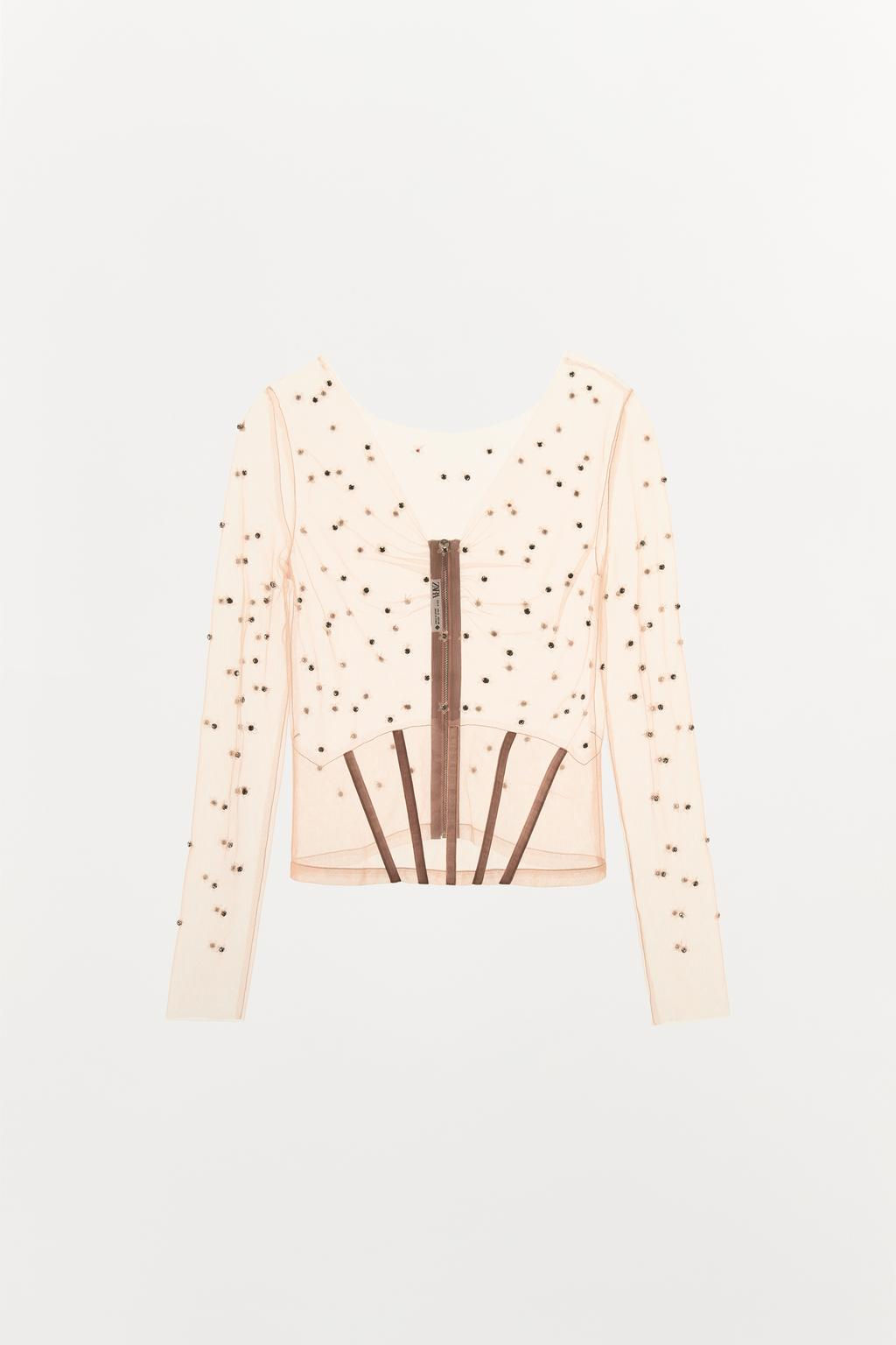 TULLE TOP WITH RHINESTONES - Zara фото 4