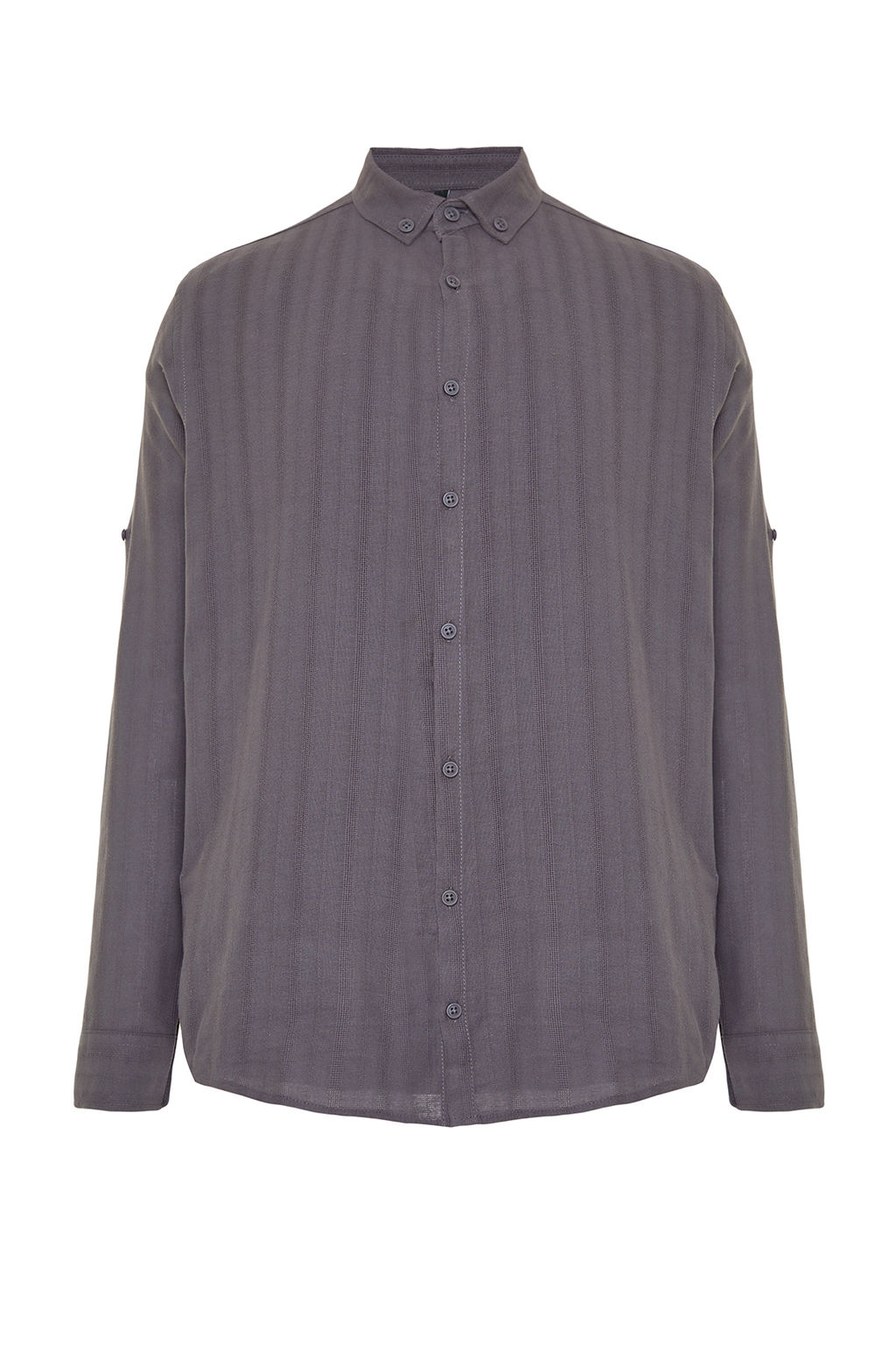 Antrasit Regular Fit Etamin Dokulu Gomlek TMNSS24GO00030