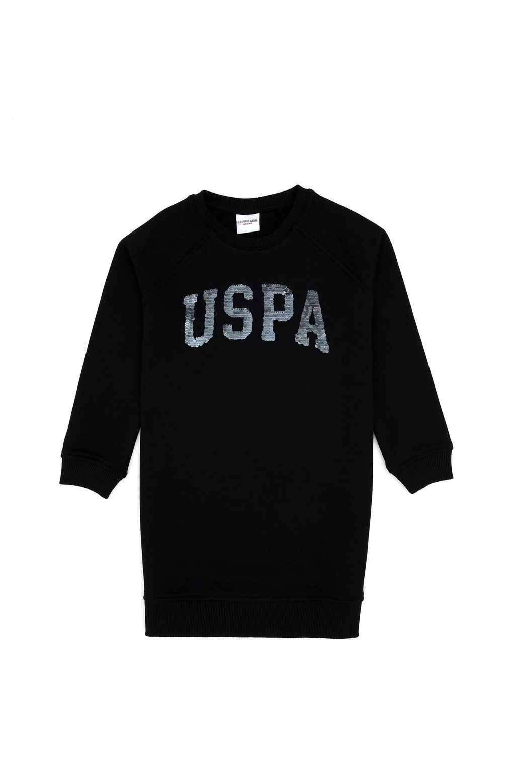K_z _ocuk Siyah Payet Detayl_ Bisiklet Yaka Sweat _rme Elbise Sepette S_rpriz _ndirim - U.s. polo assn фото 2