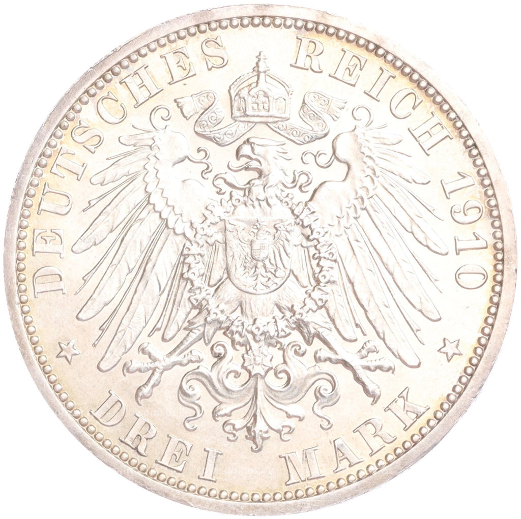 Монета 3 марки 1910 года A Германия (Саксен-Веймар-Aйзенах) Свадьба Вильгельма и Феодоры