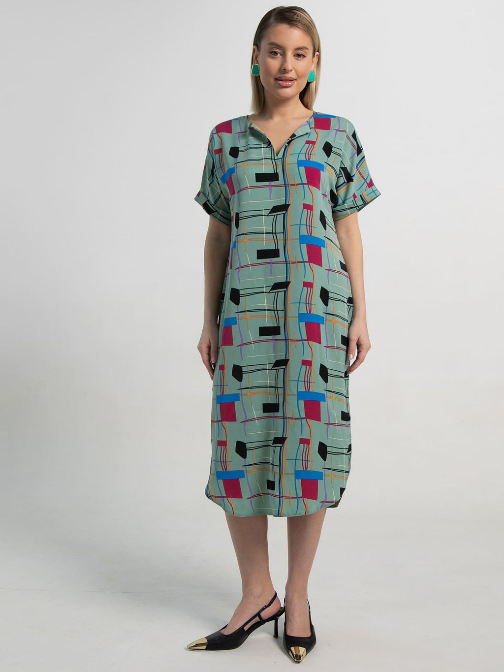 Платье Геометрия стиля (зеленое) П15602-6М - Lt collection фото 6
