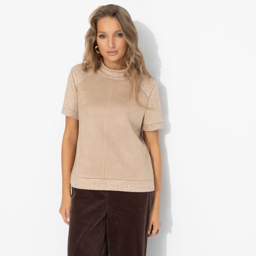 Водолазка из экозамши, Фирменное приветствие (песочная) - Charutti фото 4