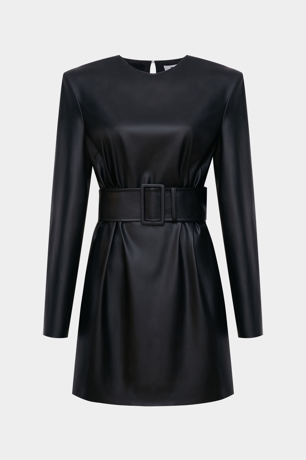 Платье мини с подплечникам из экокожи - Mollis фото 6