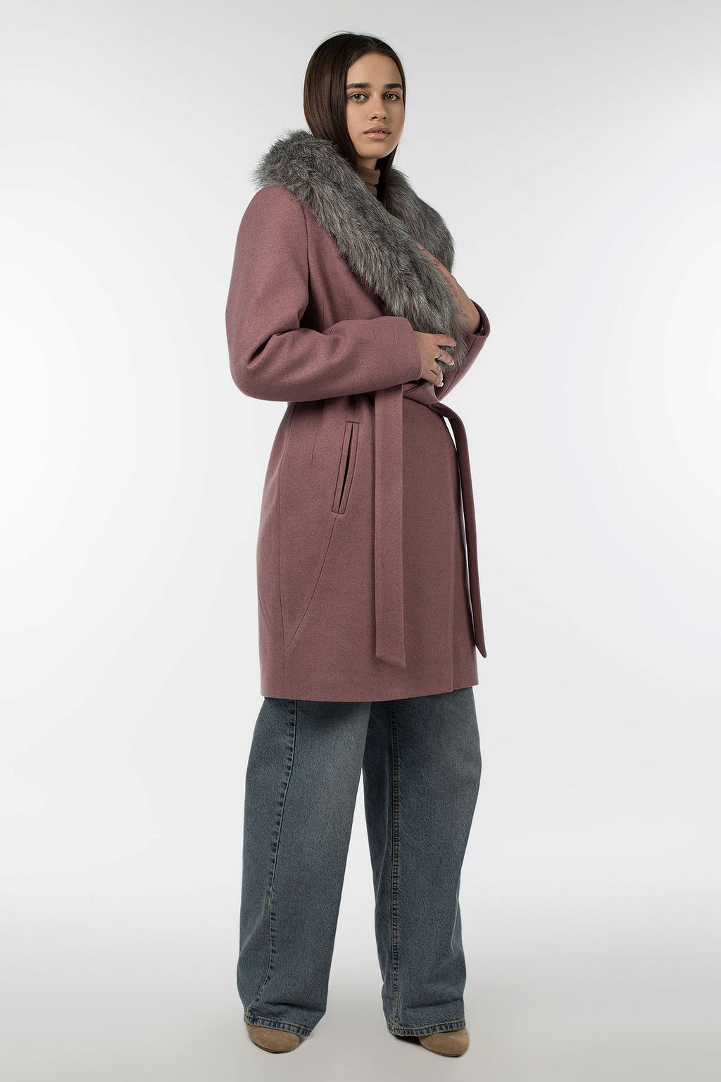 02-3070 Пальто женское утепленное (пояс) - El podio фото 4