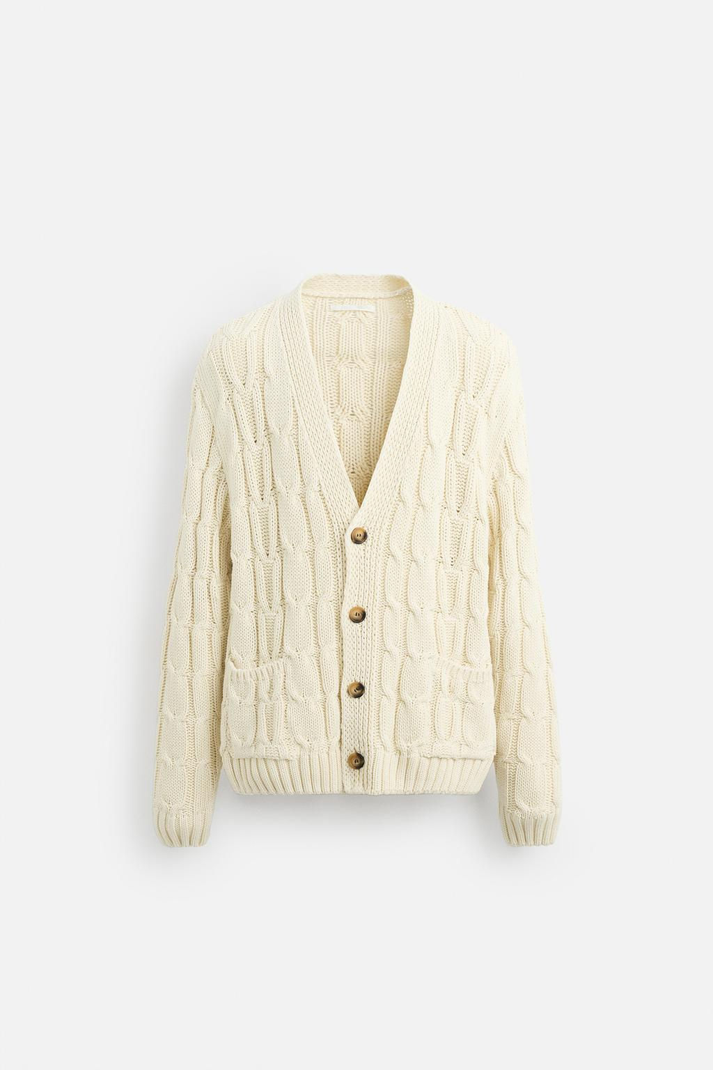 TEXTURED CABLE-KNIT CARDIGAN - Zara фото 8