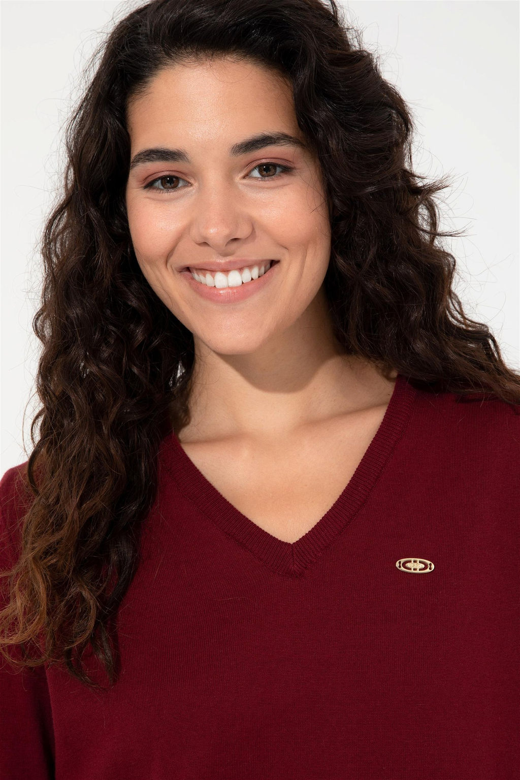 Женский бордово-красный базовый свитер с v-образным вырезом Неожиданная скидка в корзине - U.s. polo assn фото 3