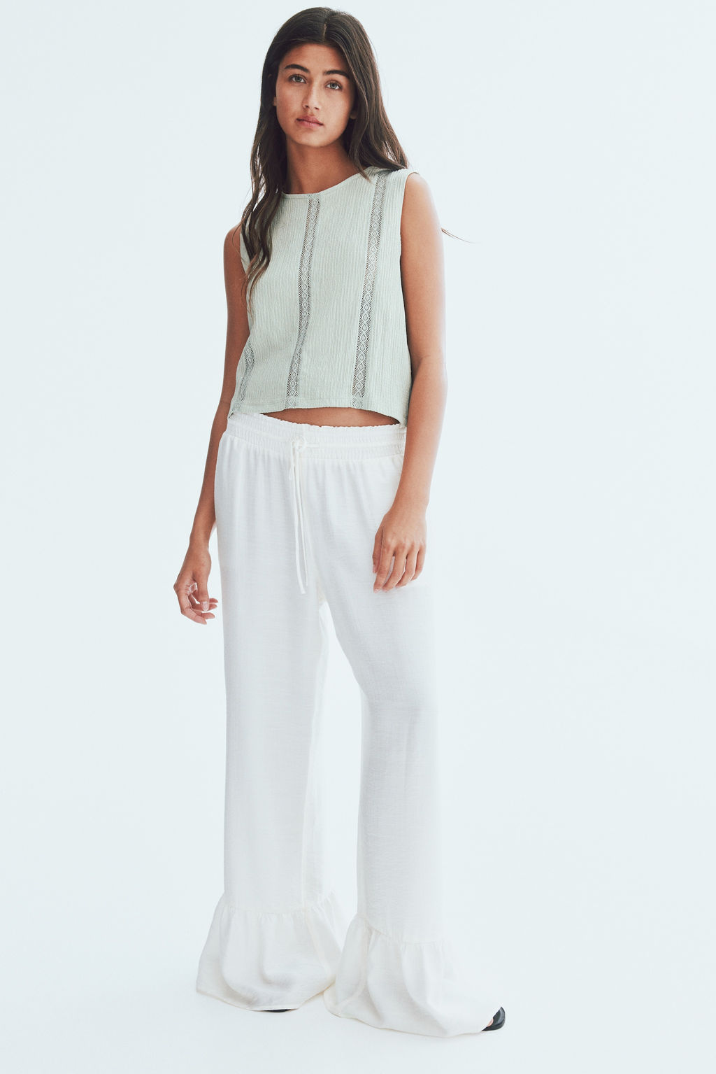 Blusa efecto arrugado con inserciones de encaje - H&m фото 5