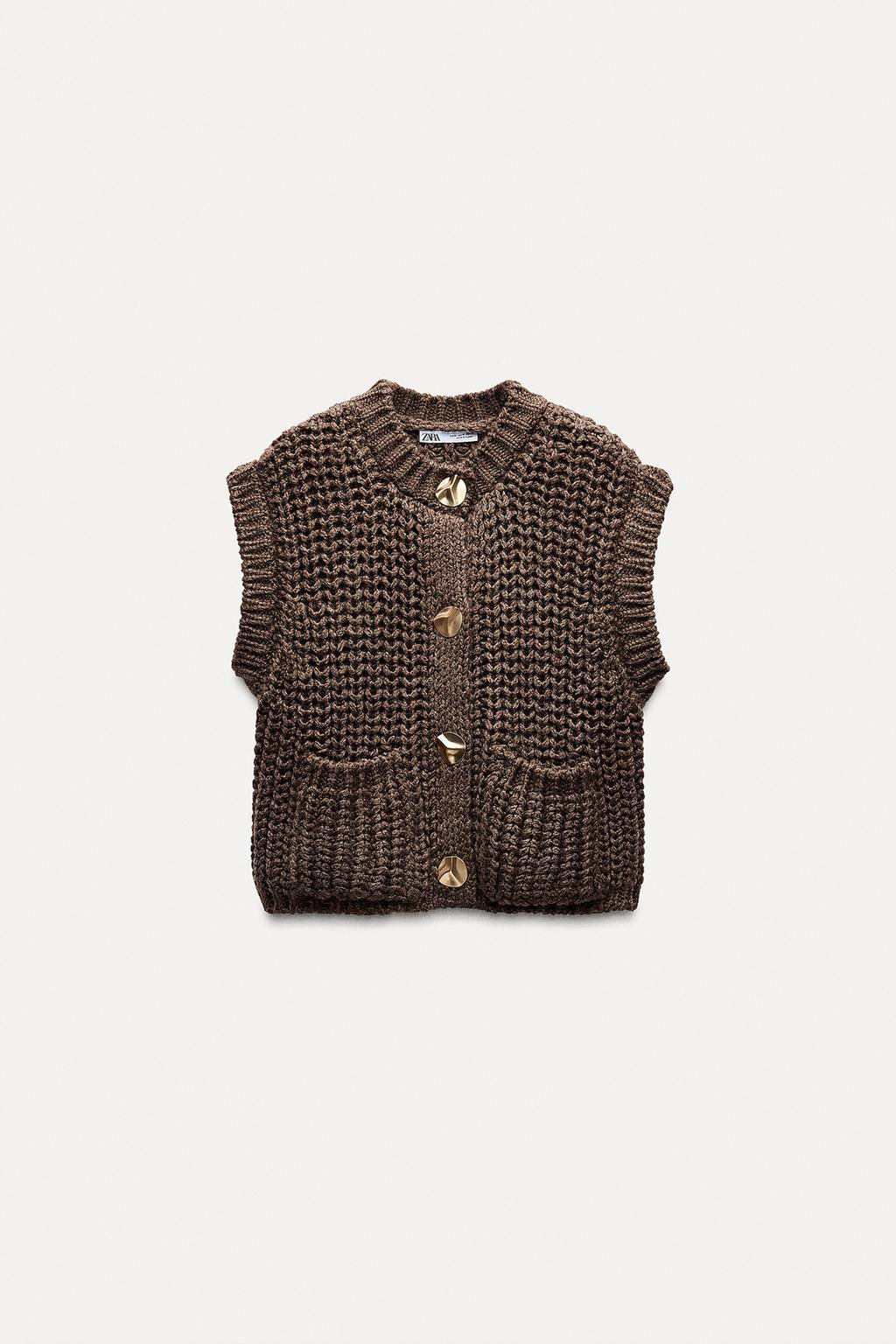 CHUNKY KNIT WAISTCOAT - Zara фото 4
