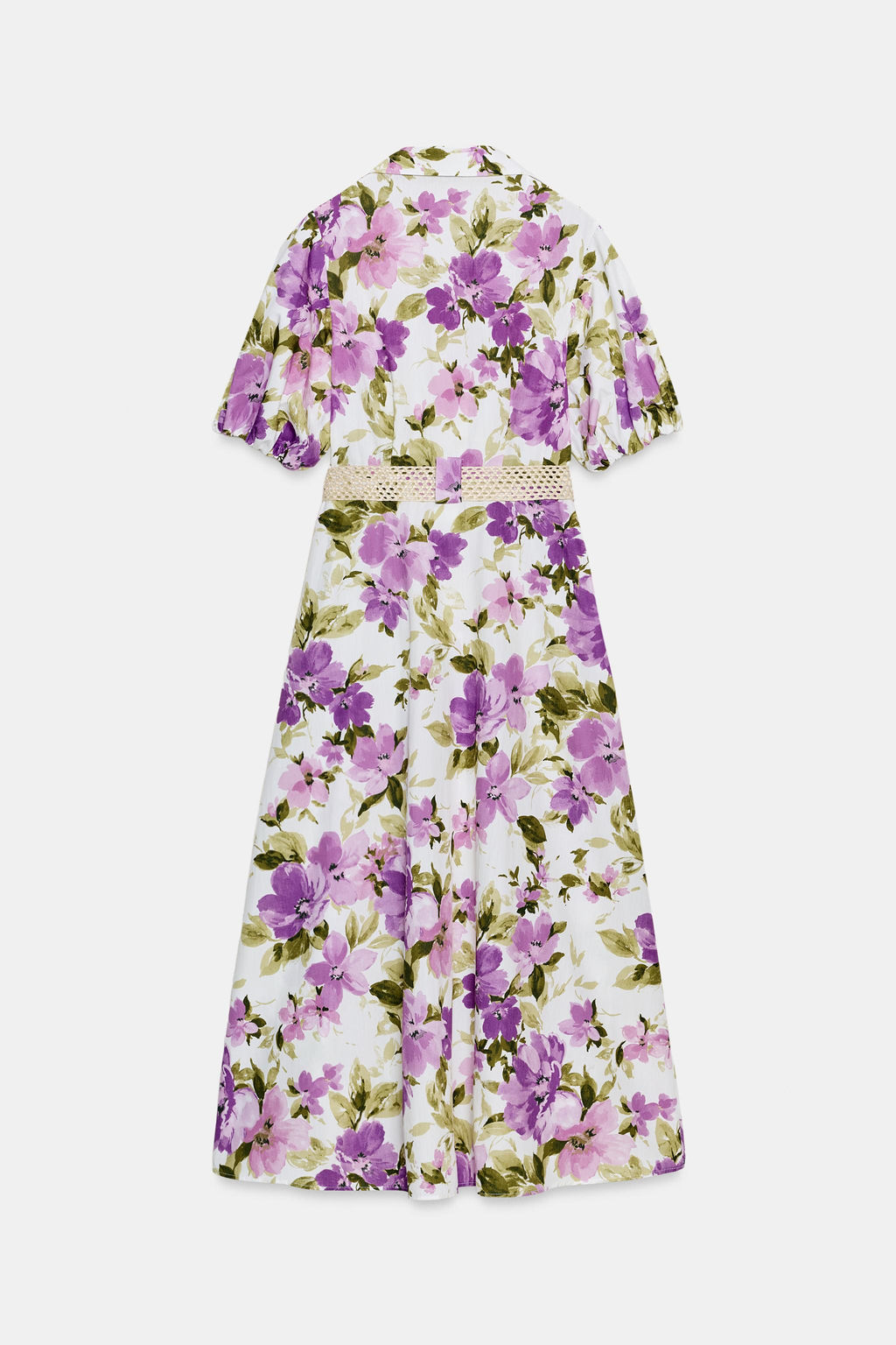 FLORAL PRINT BELTED MIDI DRESS - Zara фото 9