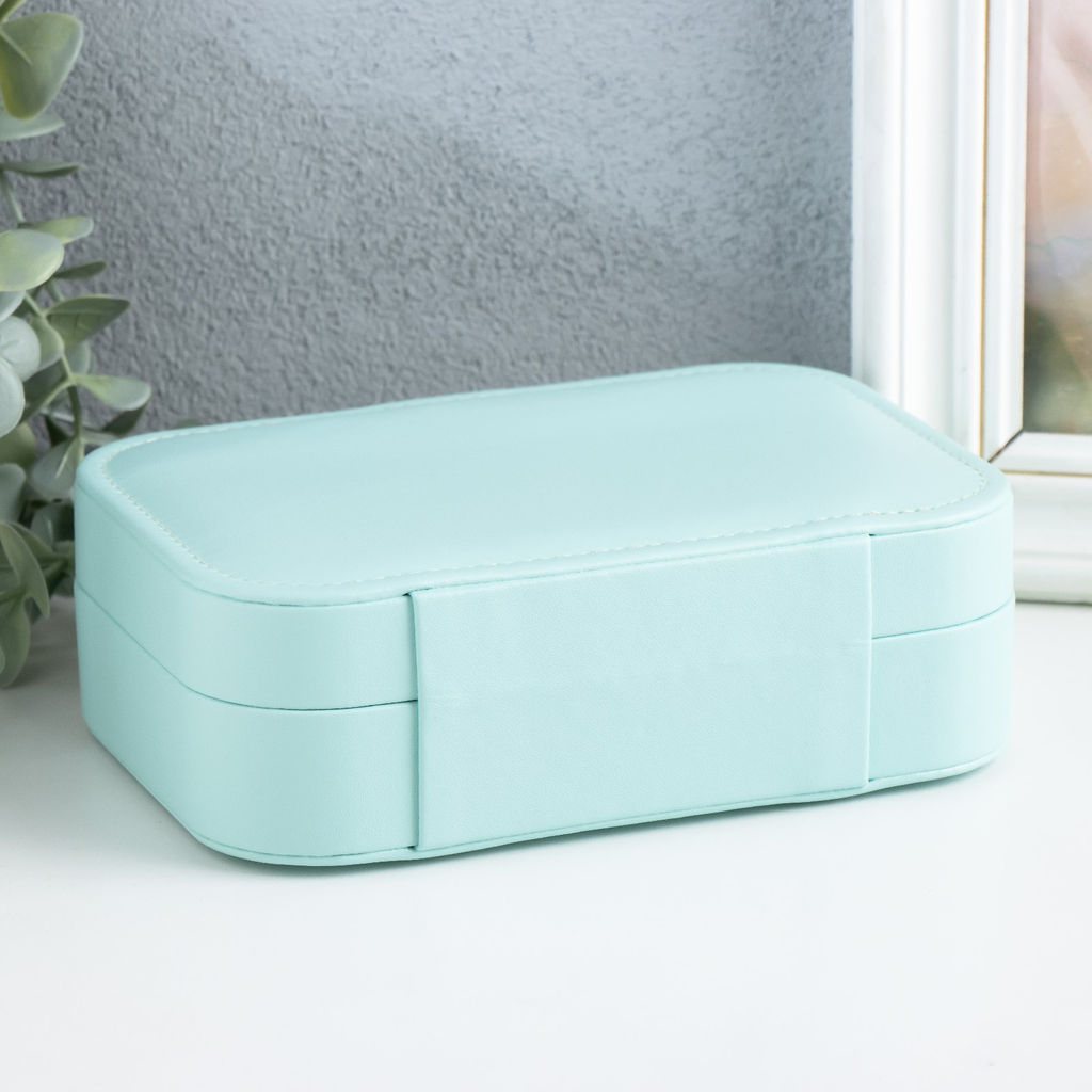 Шкатулка кожзам для украшений Матовая гладь бирюзовая 16х11х5 см - Simaland фото 4