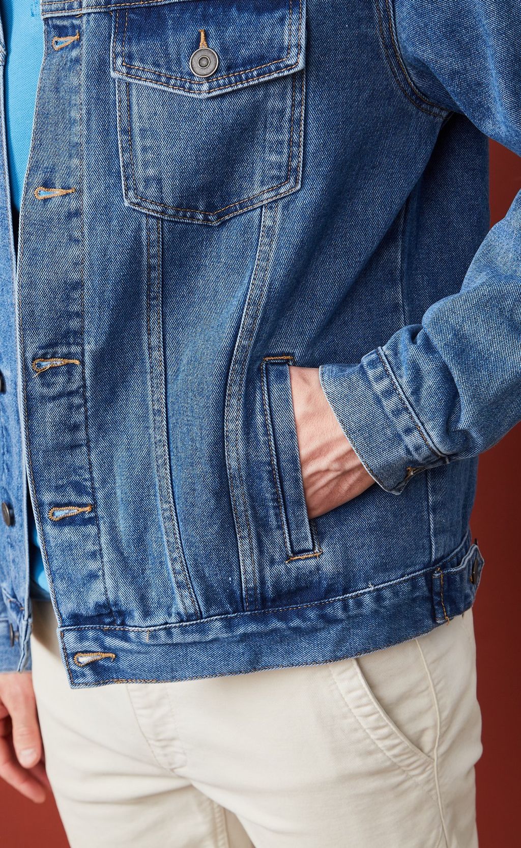 Куртка джинс P011-1336 middle blue