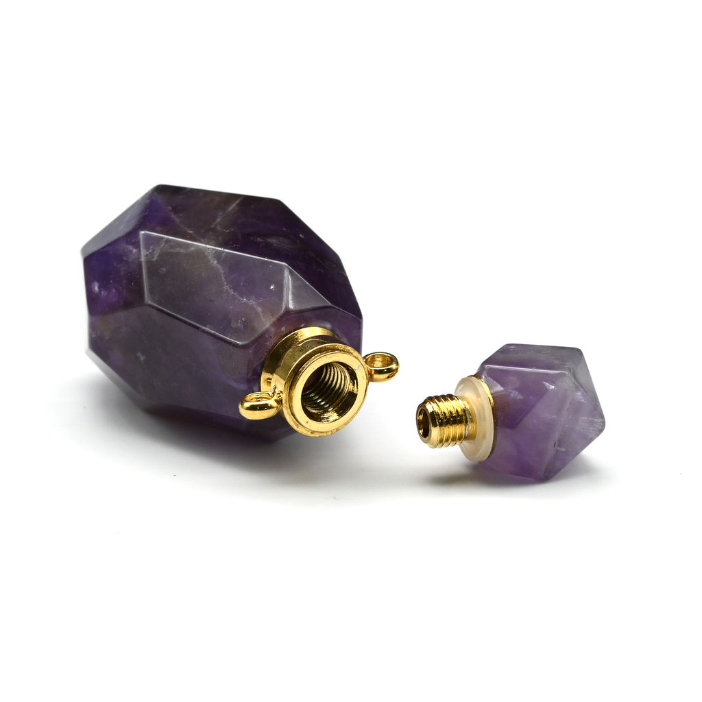 Парфюмерный флакон-кулон из аметиста 20*14*36мм