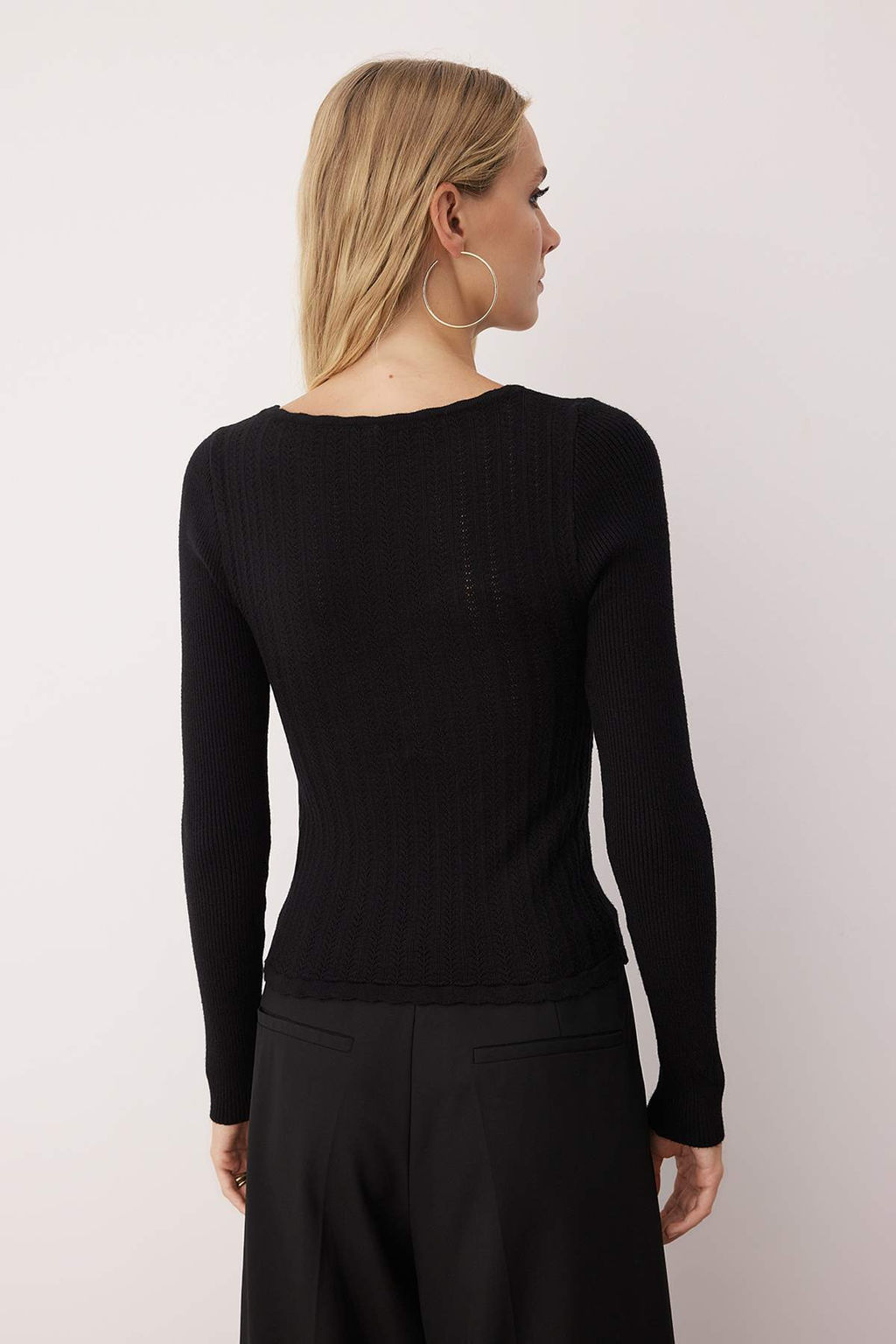 Siyah Premium Iplik/Ozel Iplik Triko Kazak TWOAW26KZ00215 - Trendyolmilla фото 4