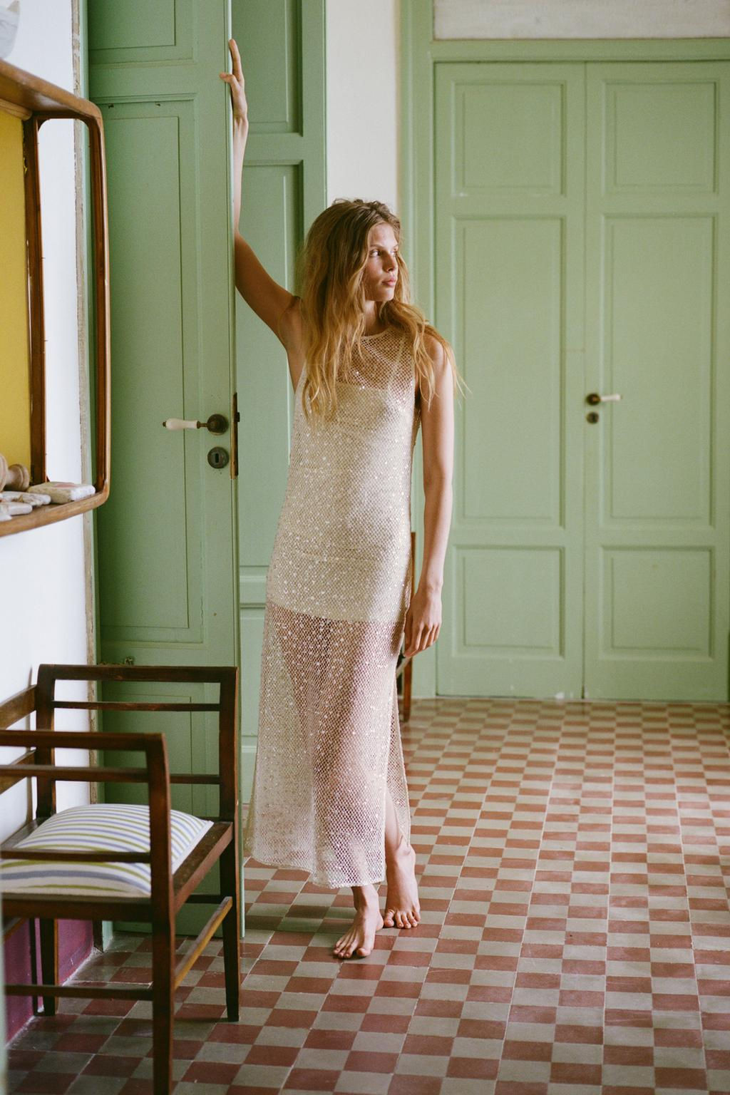 VESTIDO MIDI LENTEJUELAS / Crudo - Zara фото 10
