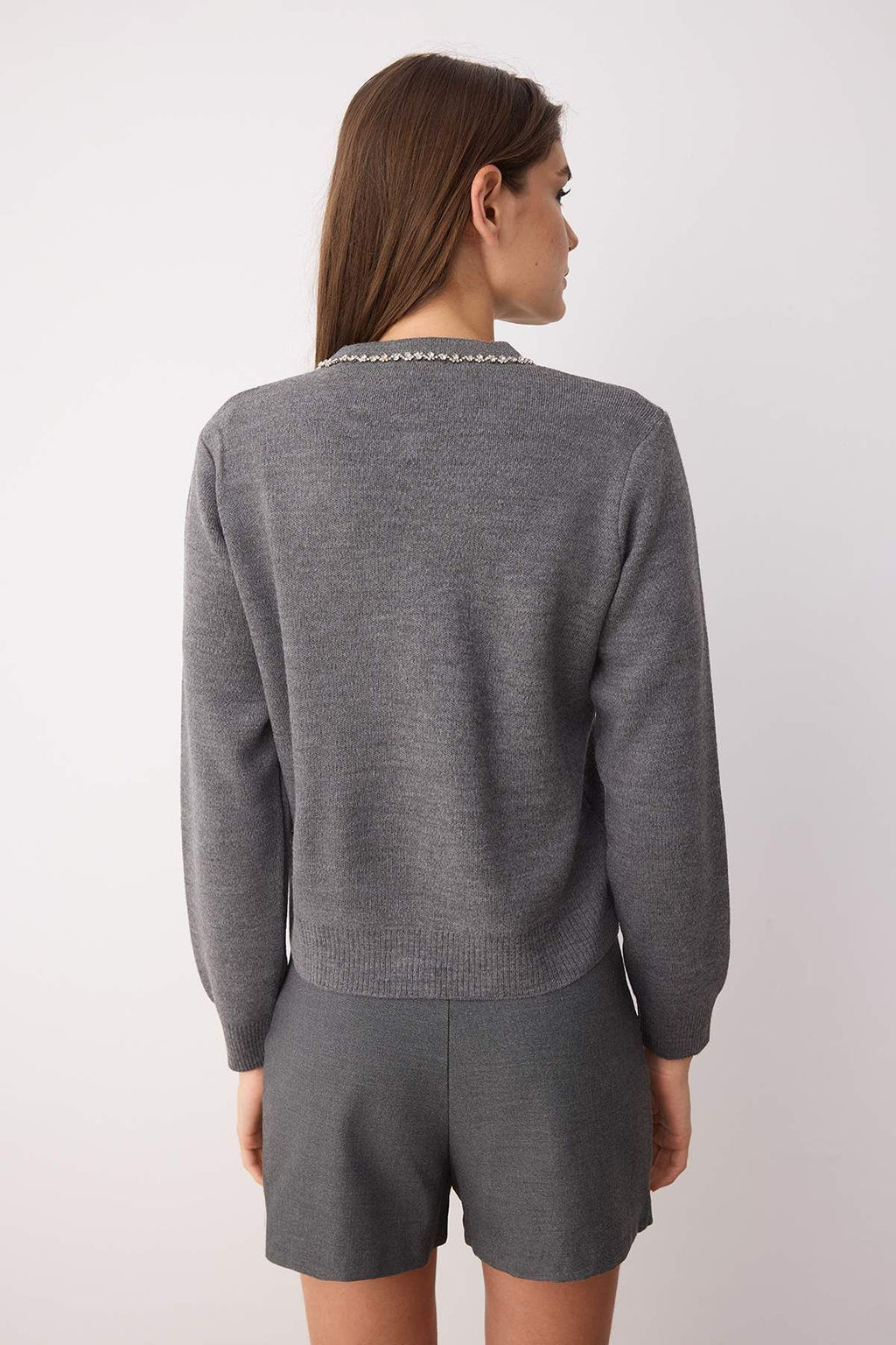 Antrasit Tas Detayl? Yumusak Dokulu Ikili Triko H?rka-Bluz TWOAW26HI00007