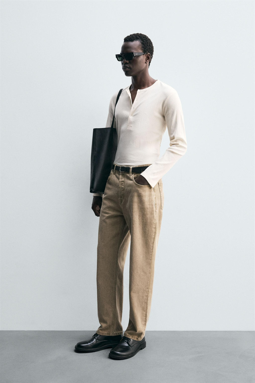 TEXTURED BUTTON-UP COLLAR T-SHIRT - Zara фото 4