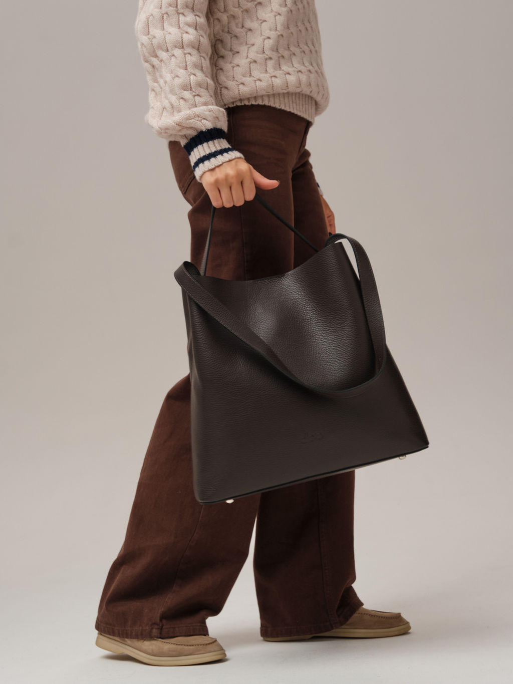 Кожаная сумка шоппер Olga DBR 30948 коричневый шоколад  фото 7