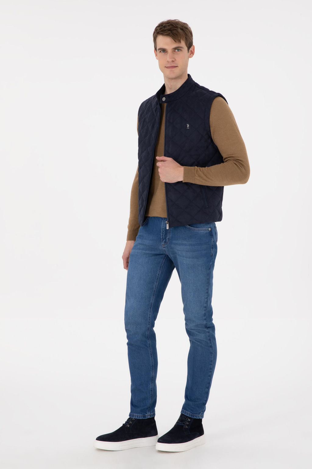 Мужская темно-синяя кожаная куртка Неожиданная скидка в корзине - U.s. polo assn фото 4