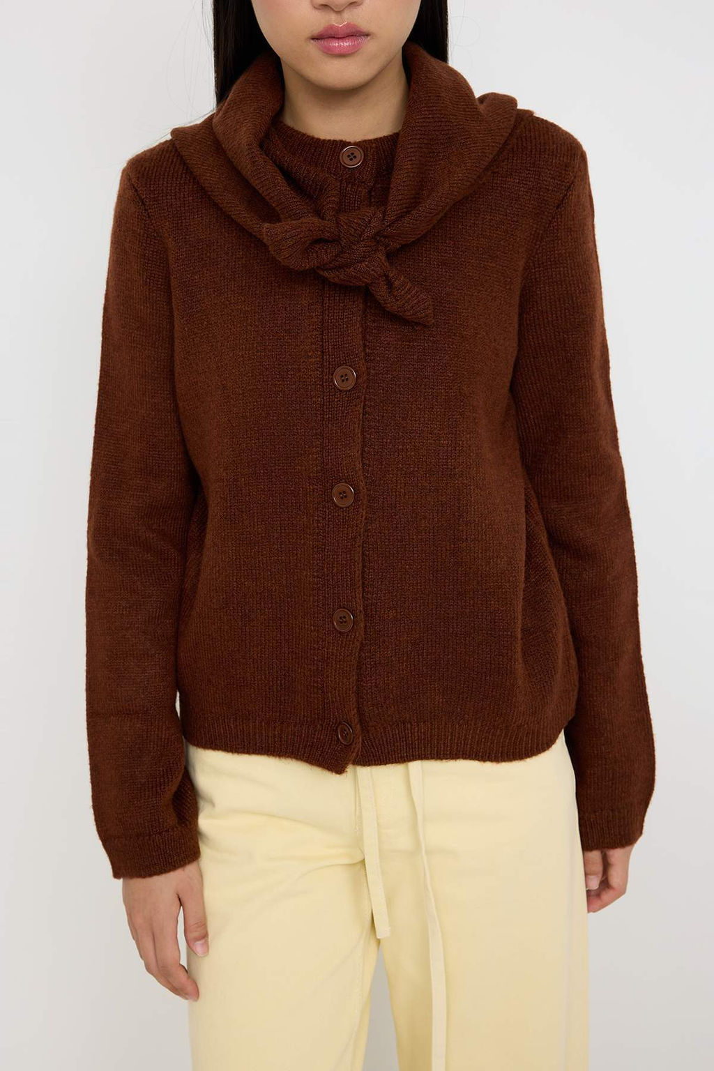 Teen Kahverengi Yumusak Dokulu Genis Kal?p Ekstra Sall? Triko H?rka TWOAW26HI00135