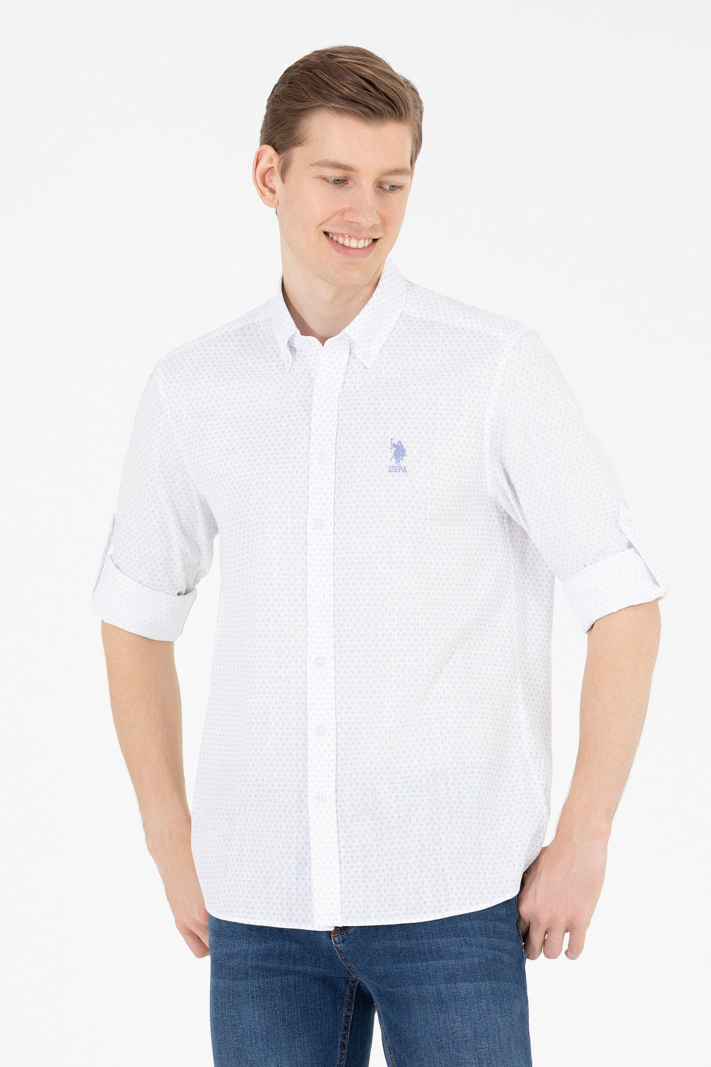 U. S. Polo Assn Мужская белая рубашка с длинным рукавом - U.s. polo assn фото 2