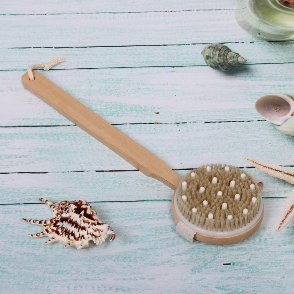 Щетка для тела массажная "BODY- Nice", Длина щетки 10см, ширина 11см, ручка петля 15*2,5см, съемная ручка 35*2,5см, щетина 1,5см(жесткая)