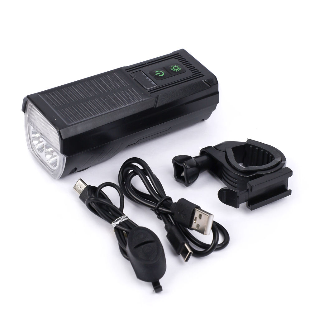 Фонарь передний COMIRON SOLAR LIGHT корпус: PC CARBON; свет: 1000lm; сигнал 130Дб, аккумулятор 4000 mAh подзарядка от солнца, Type-C. /уп20/80/ - Галеонтрейд фото 3