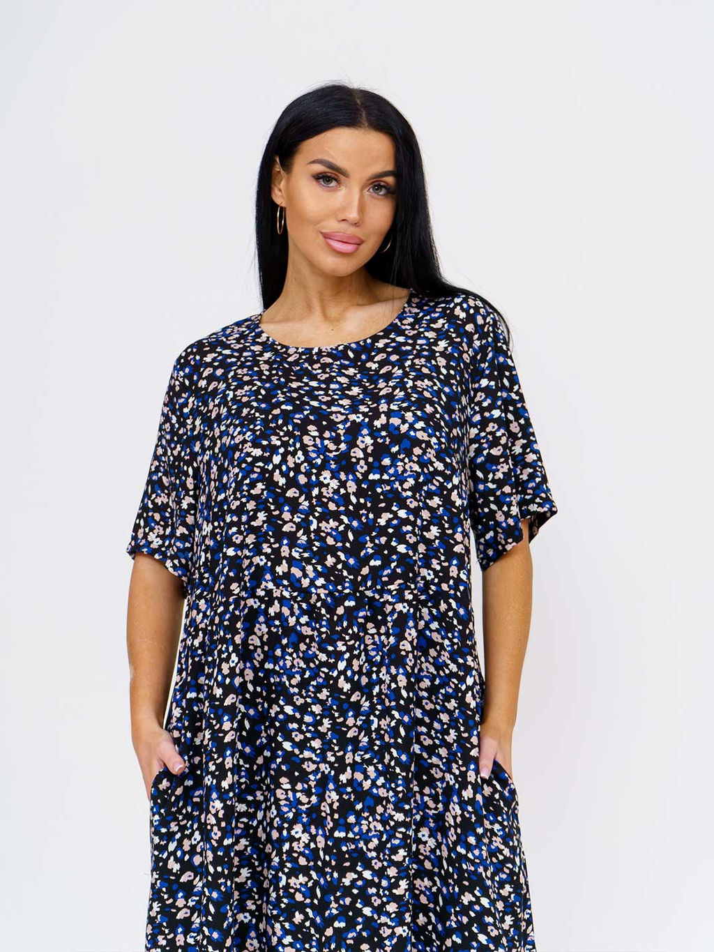 Платье женское, цвет черный синий