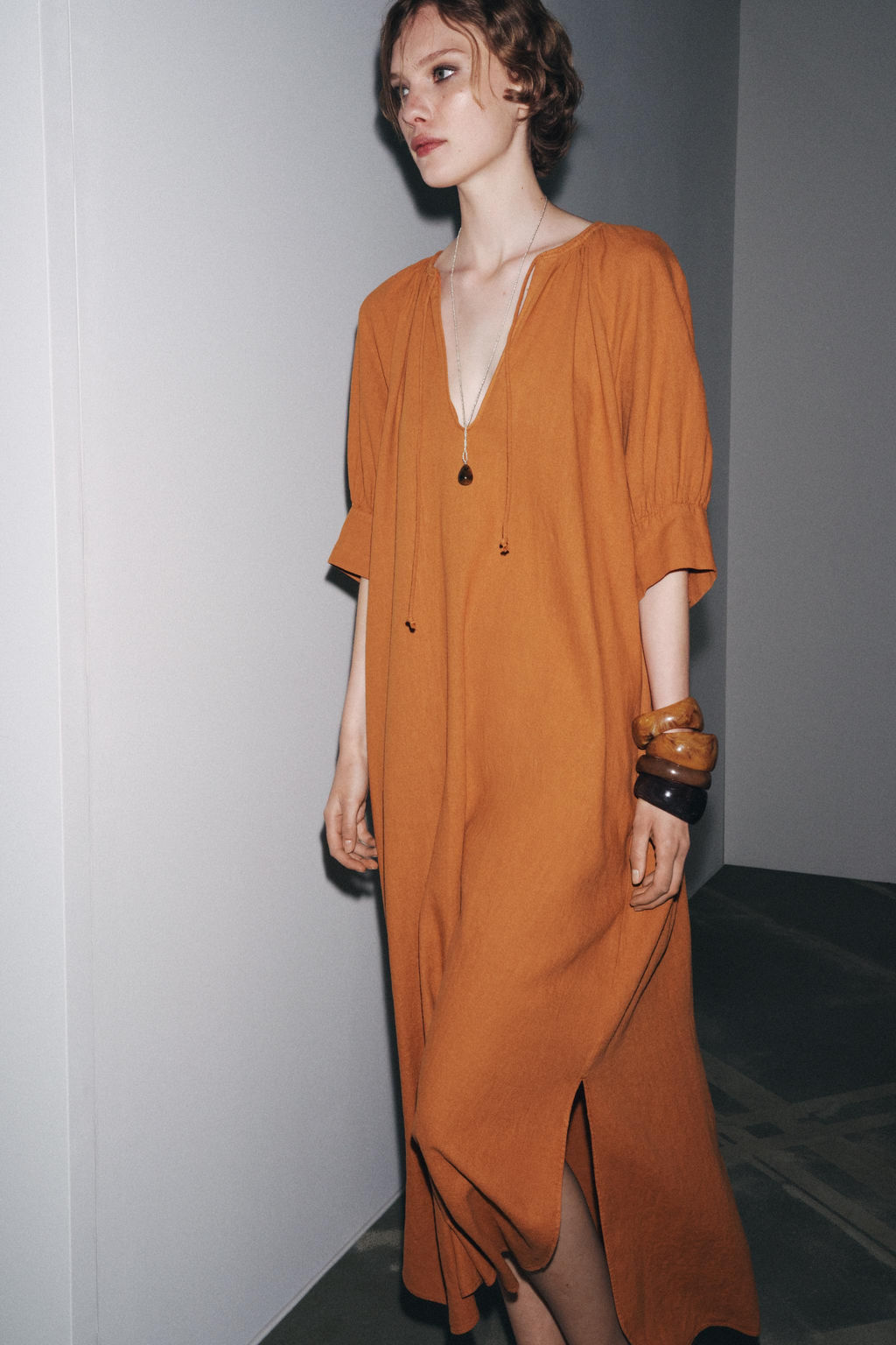 ZW COLLECTION LINEN TUNIC DRESS - Zara фото 9