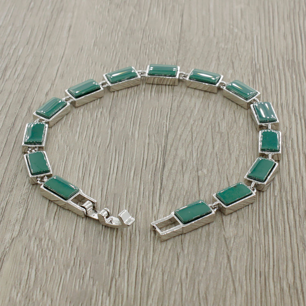 Браслет Канти из зеленой керамики покрытие родий - Agat77 фото 3