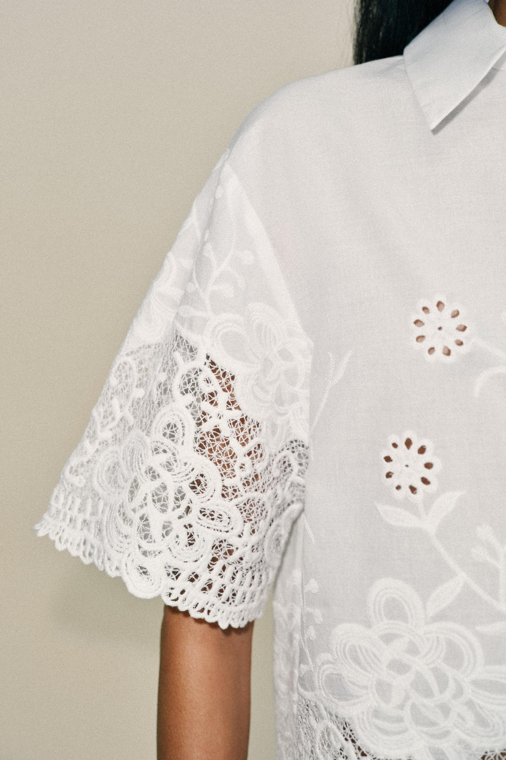 CAMISA BORDADOS PERFORADOS / Blanco - Zara фото 17