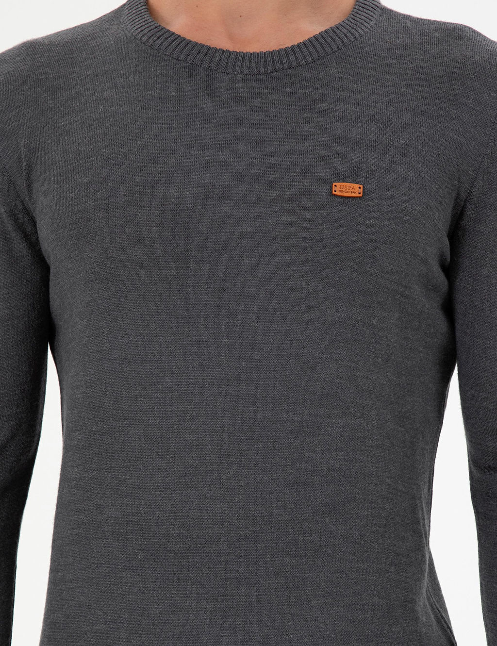 Erkek Slim Fit Bisiklet Yaka Antrasit Melanj Kazak - U.s. polo assn фото 6