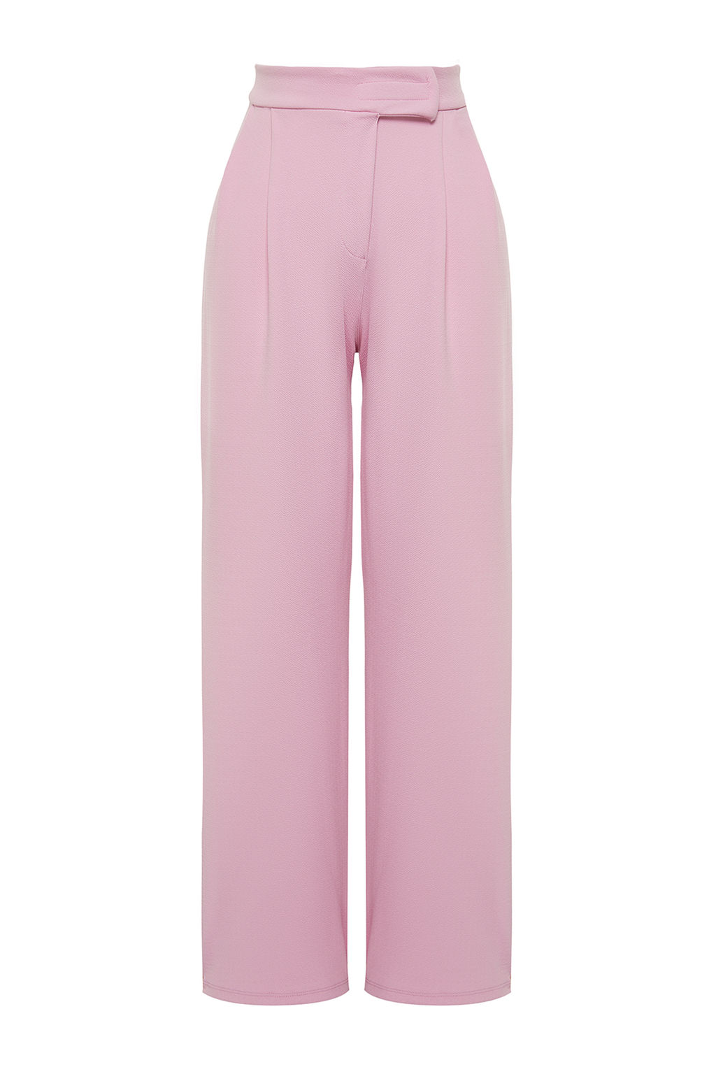 Pembe C?rt C?rt Kapamal? Yuksek Bel Pileli Wide Leg/Genis Kesim Orme Pantolon TWOAW24PL00177