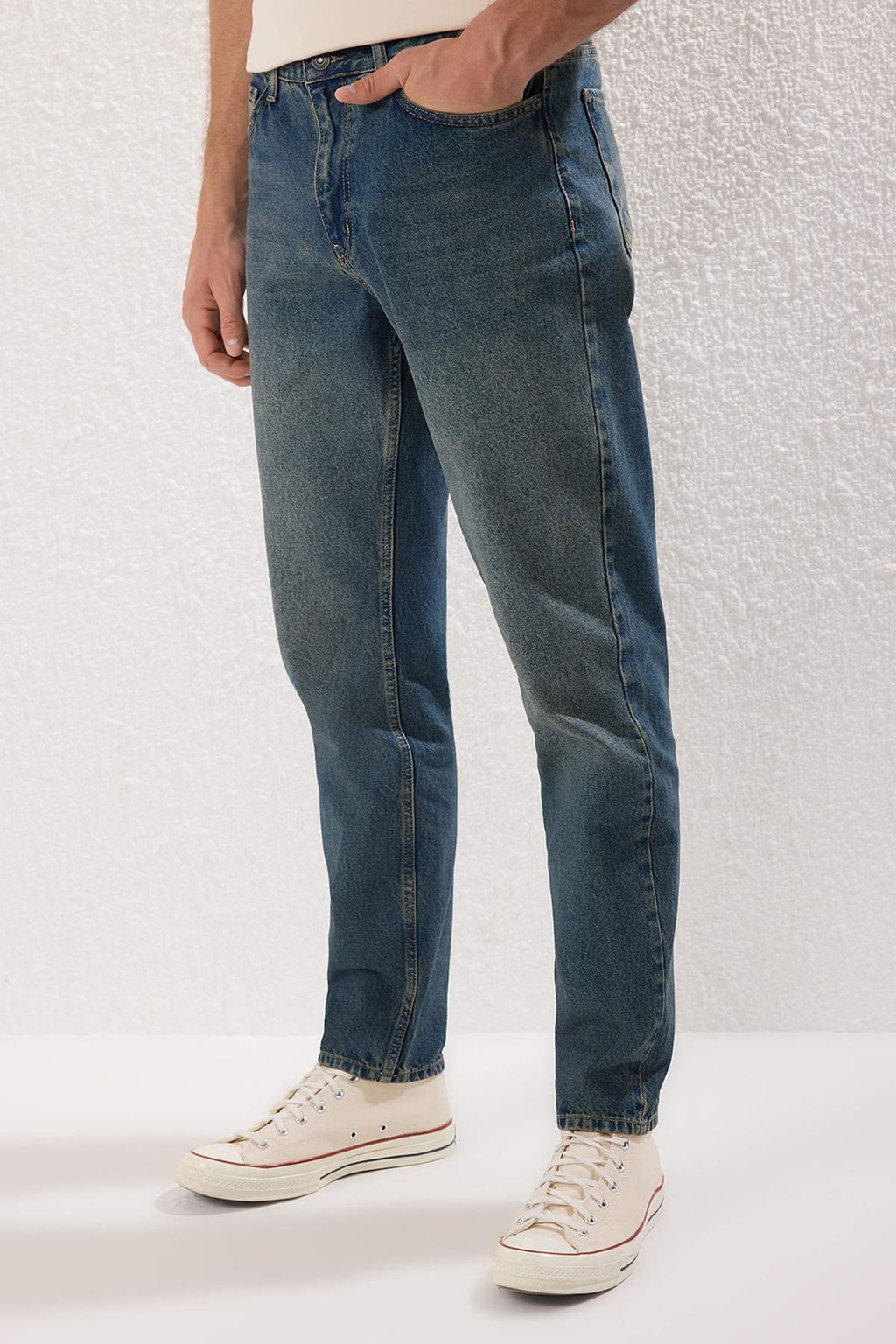 Lacivert Essential Eskitme Y?kamal? Jeans Kot Pantolon TMNAW23JE00104