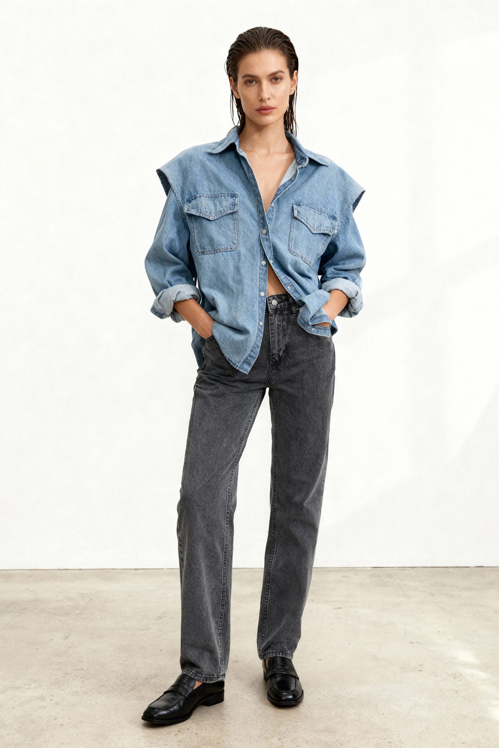 TRENDYOLMILLA Ac?k Mavi Yuksek Bel Wide Leg Jeans TWOSS23JE00068  фото 22