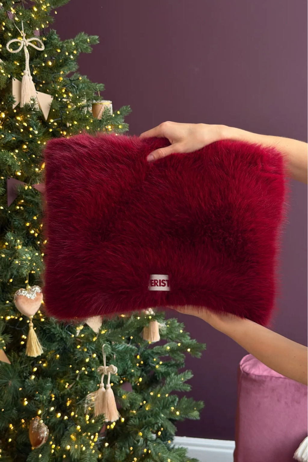 Клатч меховой Red