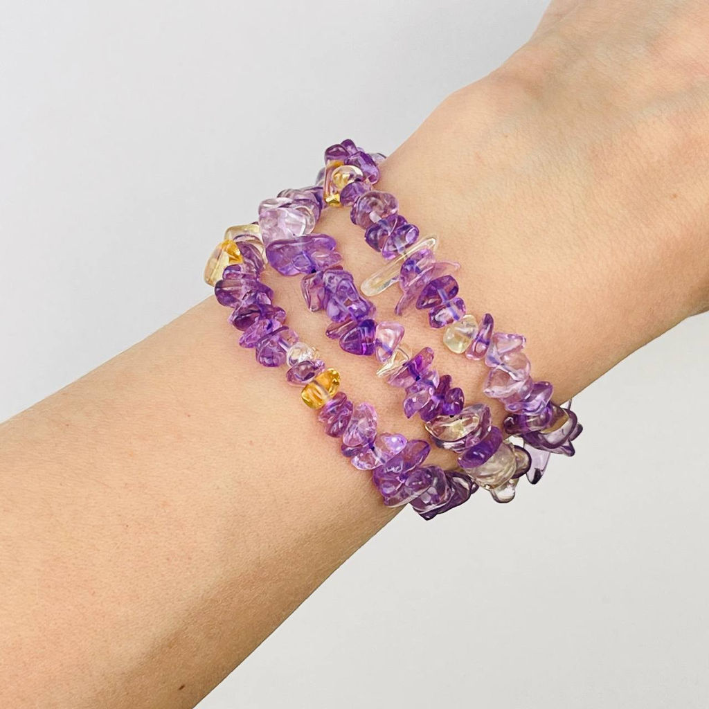 Бусины для украшений из Аметиста и Цитрина крошка 40 см