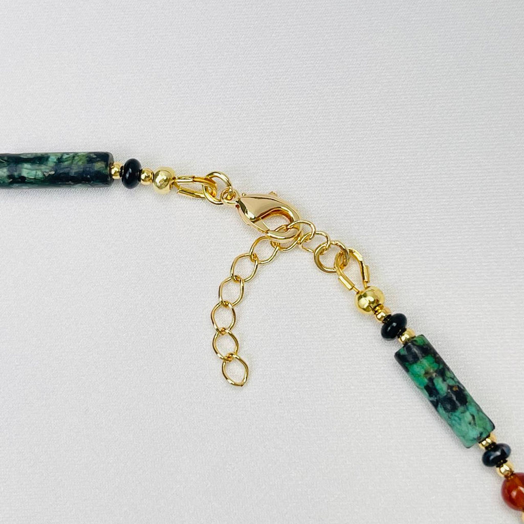 Колье из Хризоколлы,Граната Спессартин и Агата - Радуга самоцветов фото 3