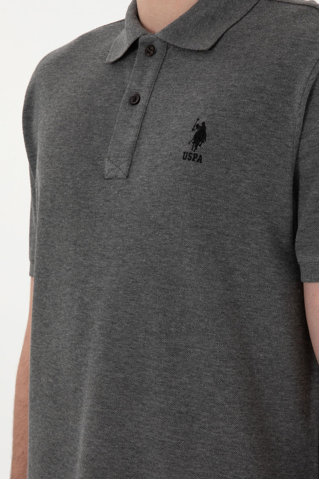 Erkek Regular Fit Polo Yaka Antrasit Melanj Basic Ti__rt Sepette S_rpriz _ndirim - U.s. polo assn фото 7
