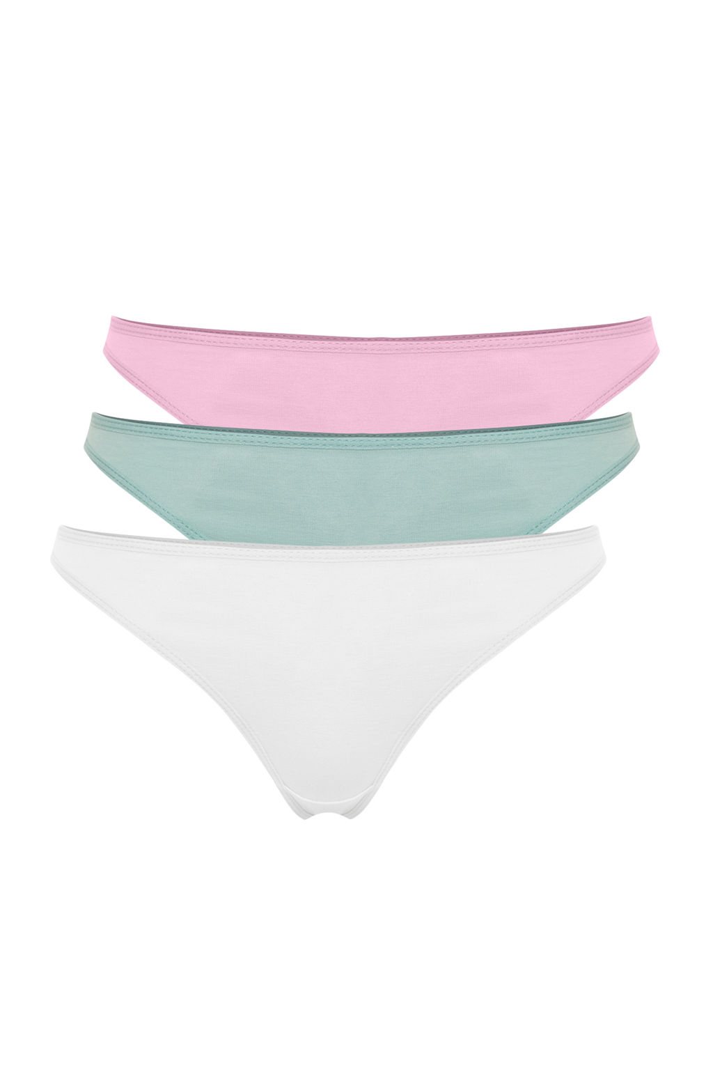 Trendyolmilla Ekru-Pembe-Yesil 3lu Paket Pamuklu Tanga Orme Kulot THMSS23KU00045  фото 7