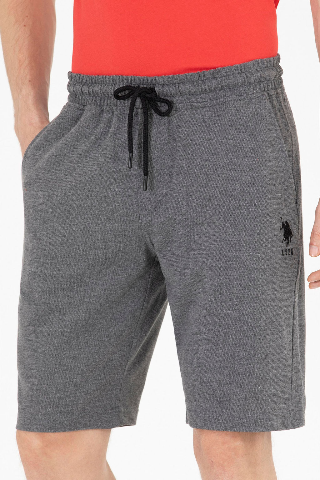 Мужские трикотажные шорты антрацитового меланжа - U.s. polo assn фото 5